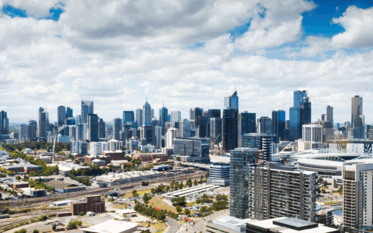 Melbourne city skyline with commercial buildings, representing opportunities for buying commercial property in Victoria